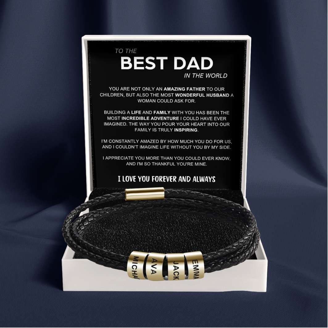 Inner Circle Timeless Bracelet with Engraved Name Beads - Best Dad In The World