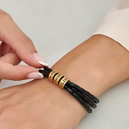 Inner Circle Timeless Bracelet with Engraved Name Beads - Best Dad In The World
