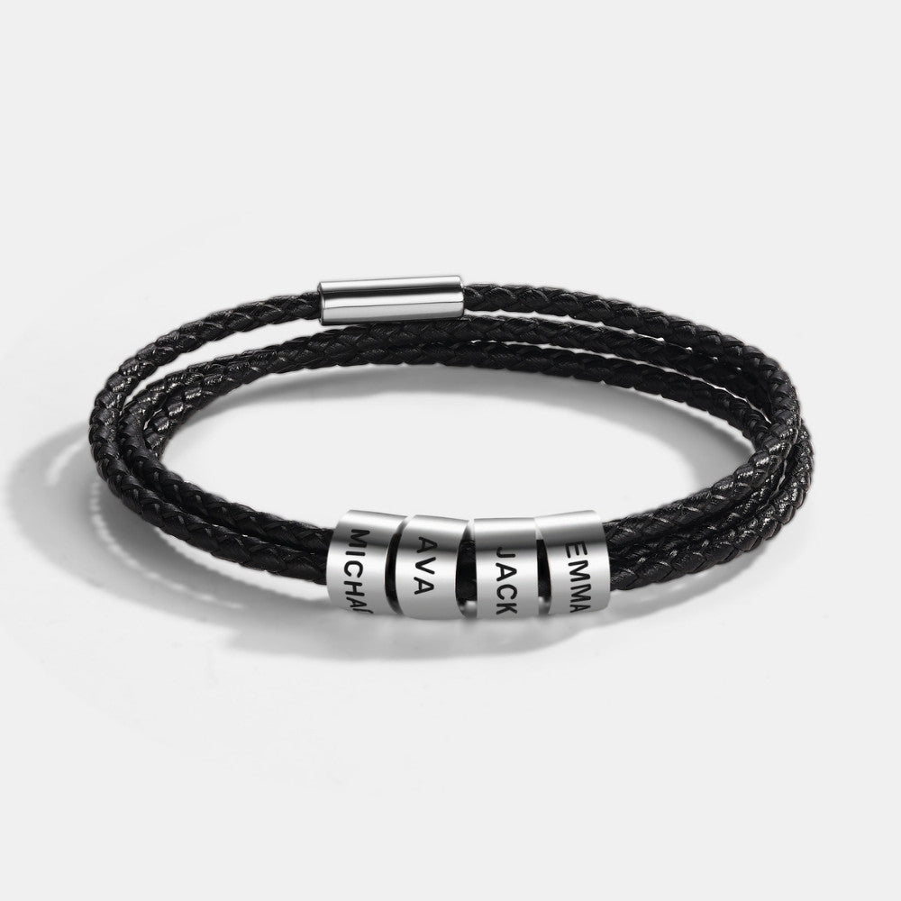 Inner Circle Timeless Bracelet with Engraved Name Beads - Best Dad In The World