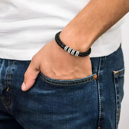 Inner Circle Timeless Bracelet with Engraved Name Beads - Best Dad In The World