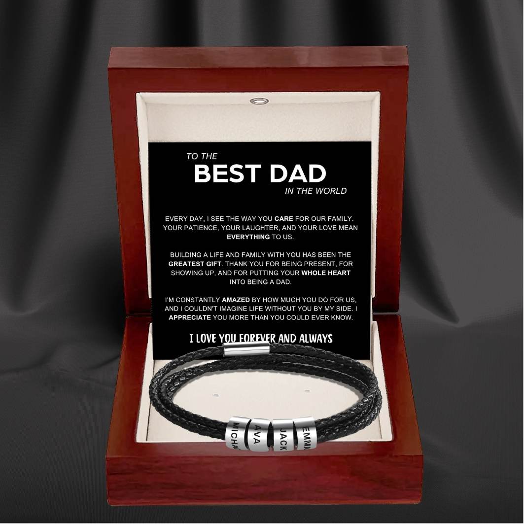 Inner Circle Timeless Bracelet with Engraved Name Beads - Best Dad In The World