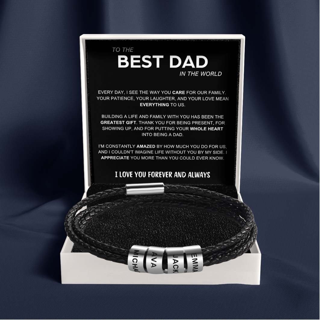 Inner Circle Timeless Bracelet with Engraved Name Beads - Best Dad In The World