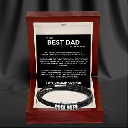 Inner Circle Timeless Bracelet with Engraved Name Beads - Best Dad In The World