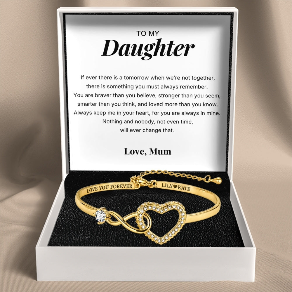 To My Daughter - Infinity Heart Name Bracelet