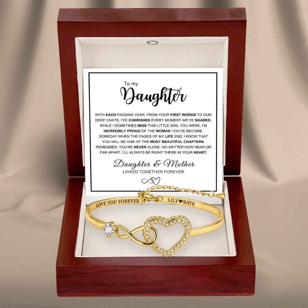 To My Daughter - Infinity Heart Name Bracelet