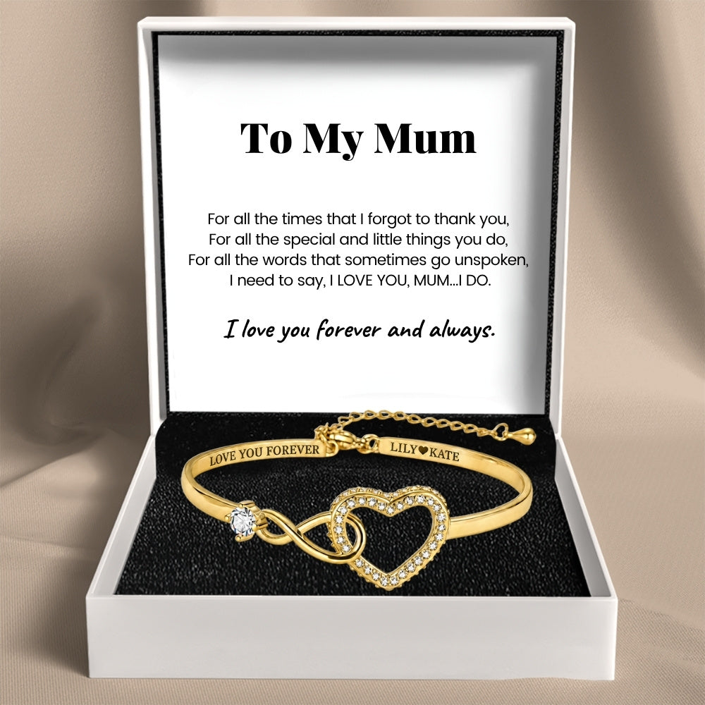 To My Mum - Infinity Heart Name Bracelet