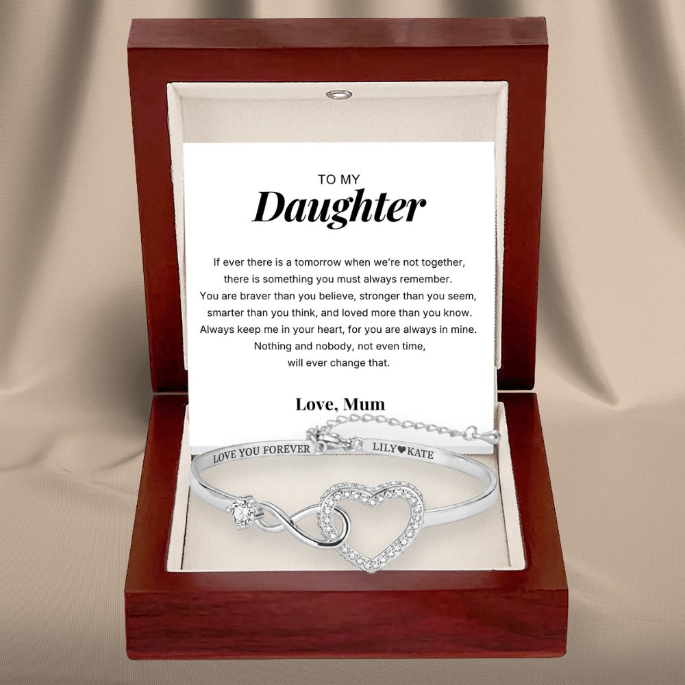 To My Daughter - Infinity Heart Name Bracelet