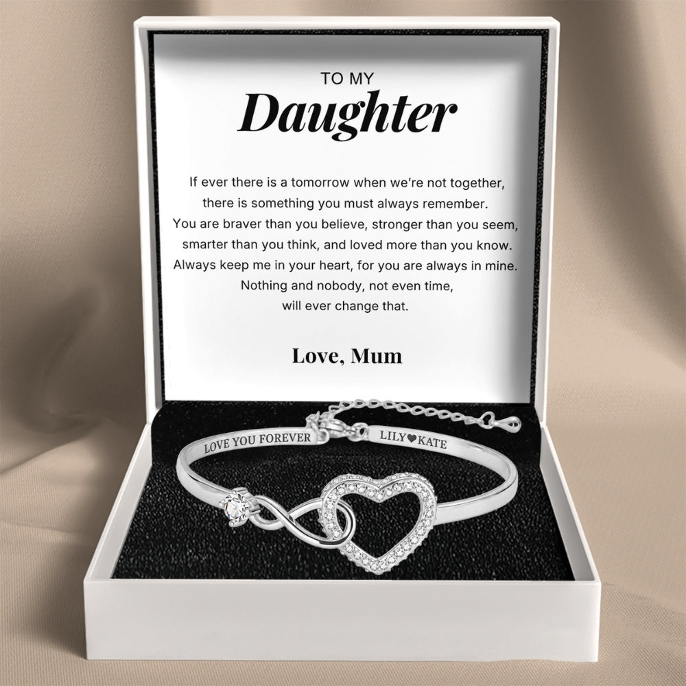 To My Daughter - Infinity Heart Name Bracelet