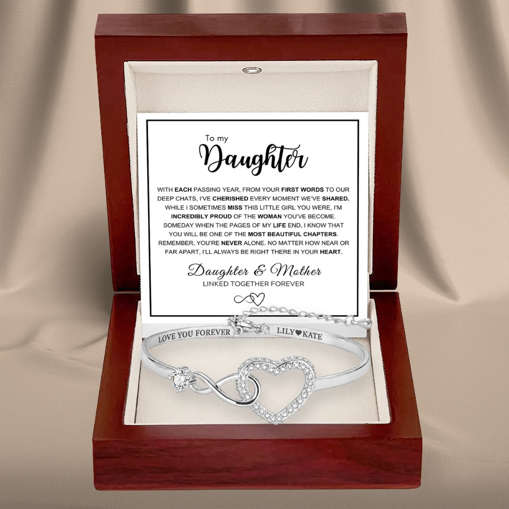 To My Daughter - Infinity Heart Name Bracelet