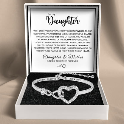 To My Daughter - Infinity Heart Name Bracelet