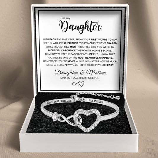 To My Daughter - Infinity Heart Name Bracelet