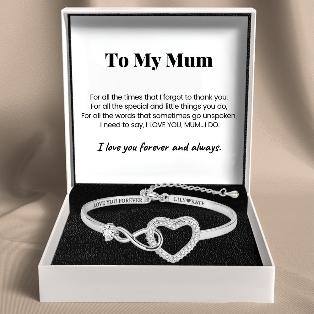 To My Mum - Infinity Heart Name Bracelet