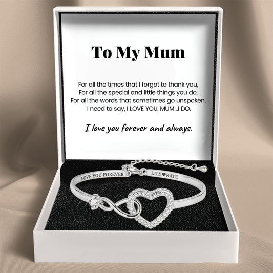 To My Mum - Infinity Heart Name Bracelet