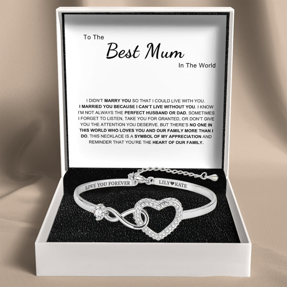 To My Wife - Infinity Heart Name Bracelet