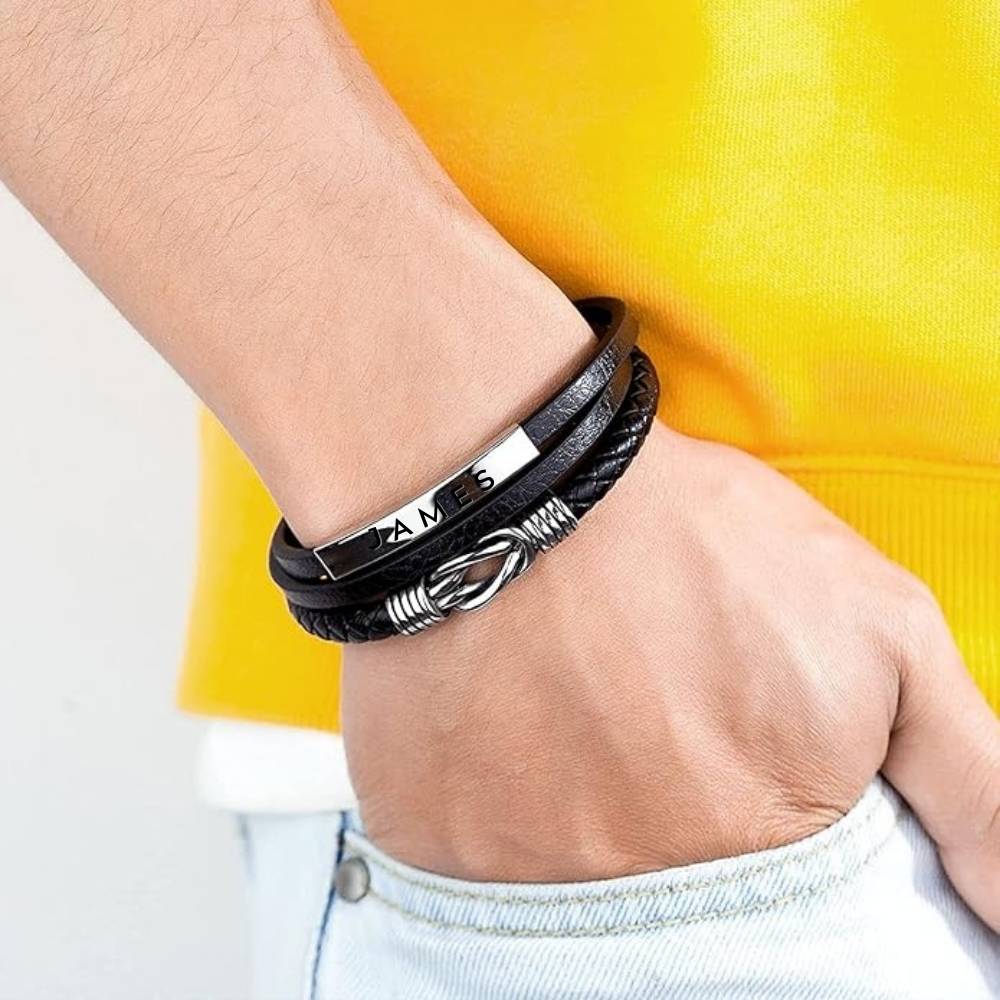 To My Grandson - Infinite Love Personalized Bar Bracelet