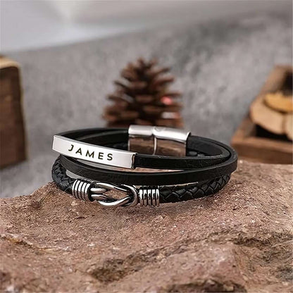 To My Grandson - Infinite Love Personalized Bar Bracelet