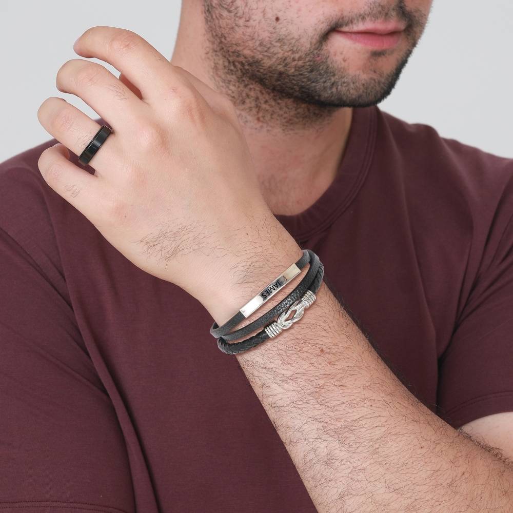 To My Grandson - Infinite Love Personalized Bar Bracelet