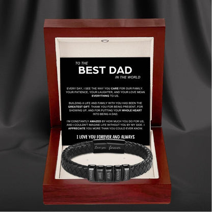 Inner Circle Classic Bracelet with Engraved Name Beads - Best Dad In The World