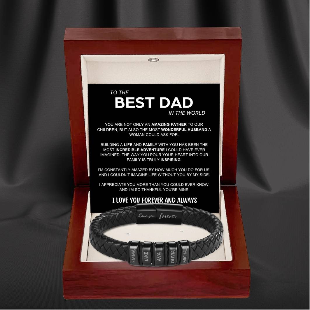 Inner Circle Classic Bracelet with Engraved Name Beads - Best Dad In The World