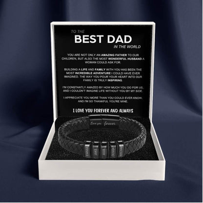 Inner Circle Classic Bracelet with Engraved Name Beads - Best Dad In The World