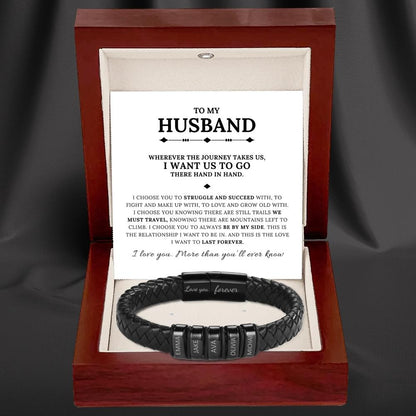 To My Husband - Inner Circle Classic Bracelet with Engraved Name Beads
