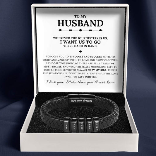 To My Husband - Inner Circle Classic Bracelet with Engraved Name Beads