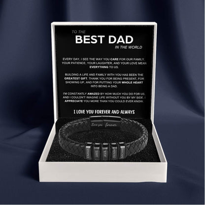 Inner Circle Classic Bracelet with Engraved Name Beads - Best Dad In The World