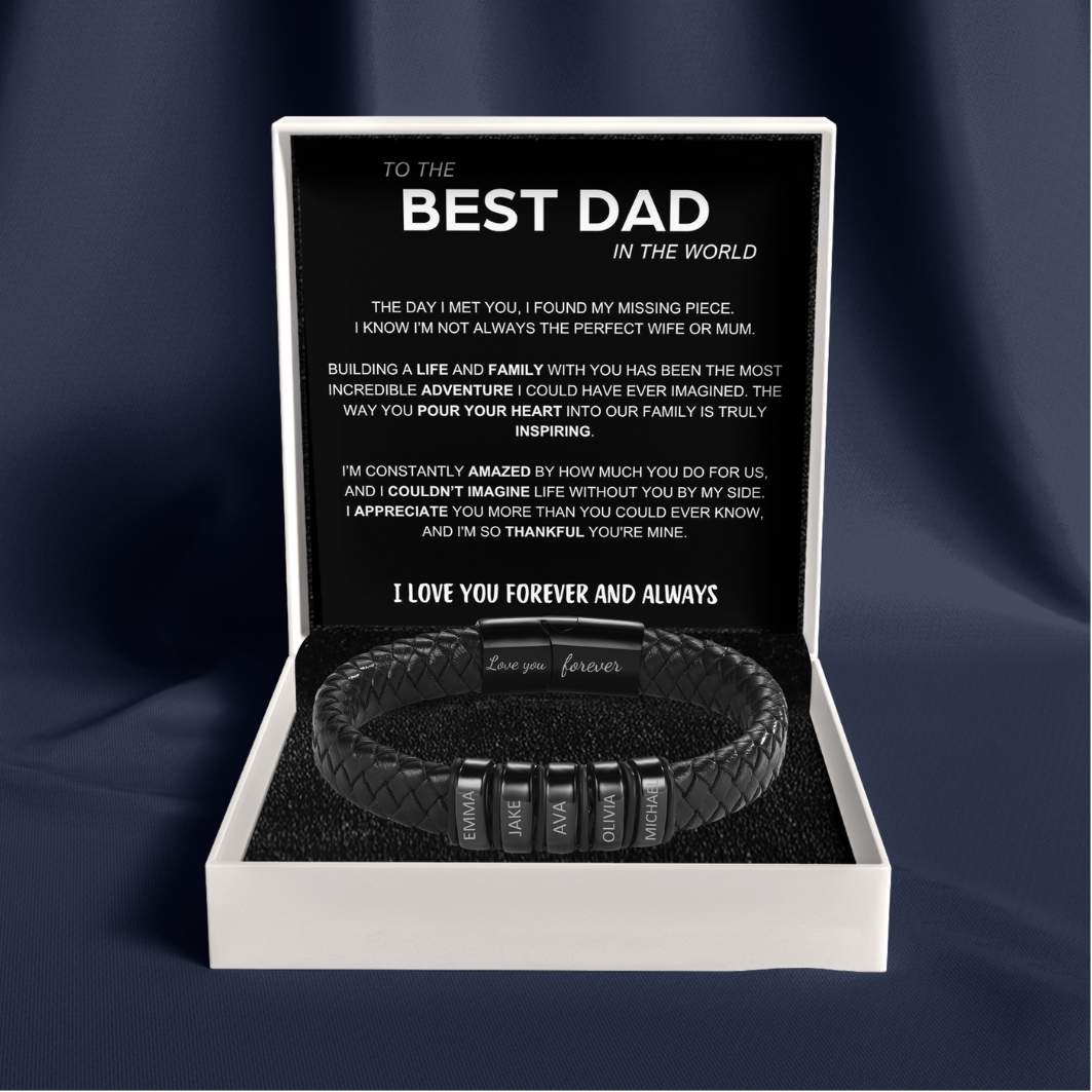 Inner Circle Classic Bracelet with Engraved Name Beads - Best Dad In The World