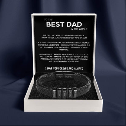 Inner Circle Classic Bracelet with Engraved Name Beads - Best Dad In The World