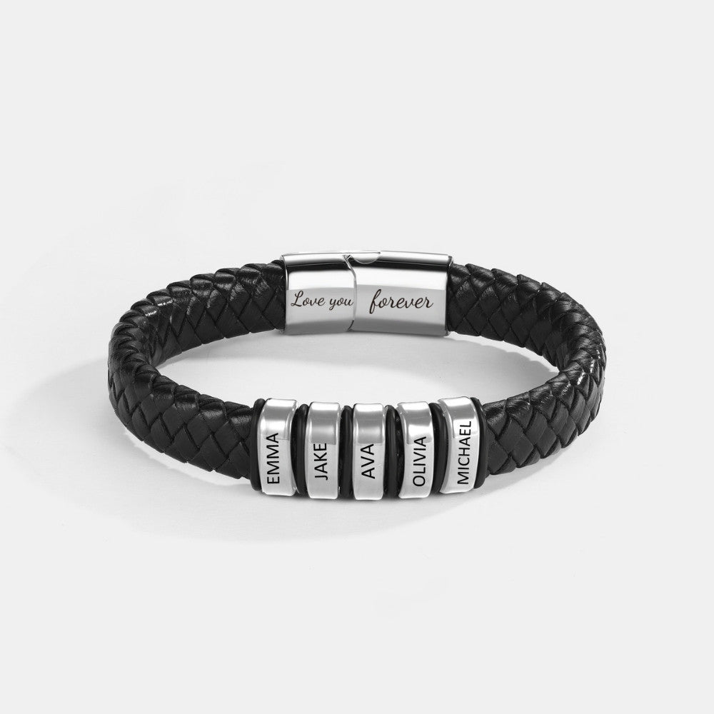 Inner Circle Classic Bracelet with Engraved Name Beads - Best Dad In The World
