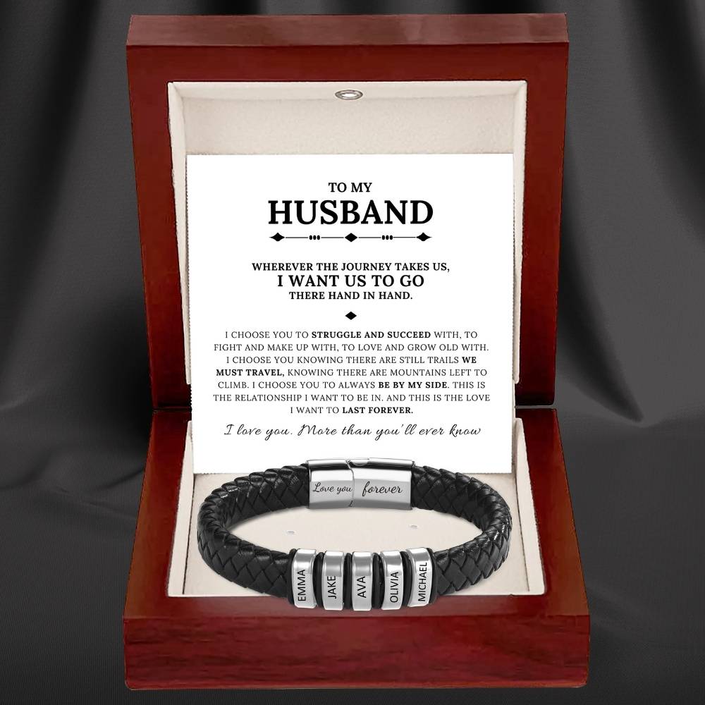 To My Husband - Inner Circle Classic Bracelet with Engraved Name Beads