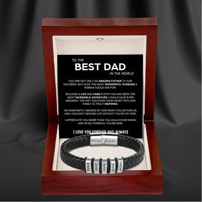 Inner Circle Classic Bracelet with Engraved Name Beads - Best Dad In The World