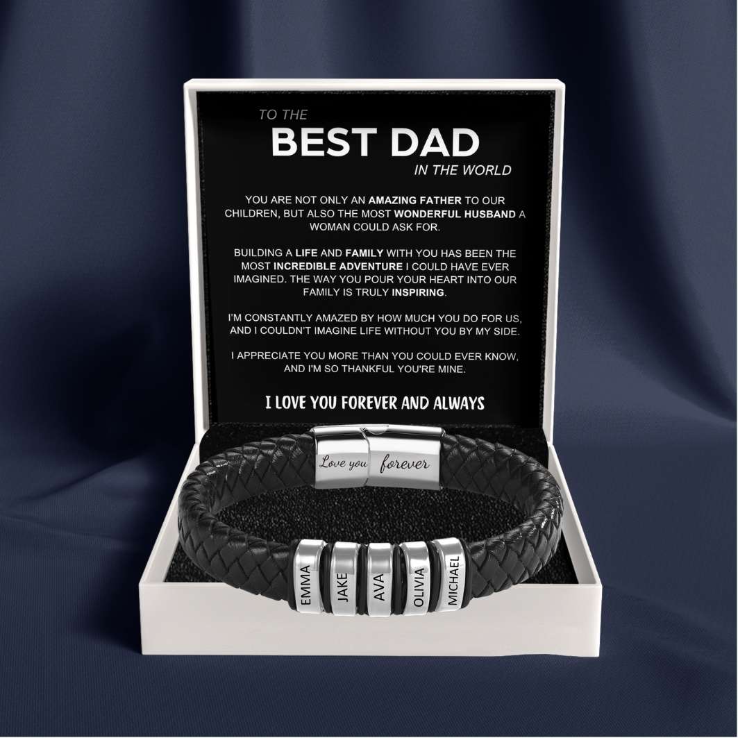Inner Circle Classic Bracelet with Engraved Name Beads - Best Dad In The World