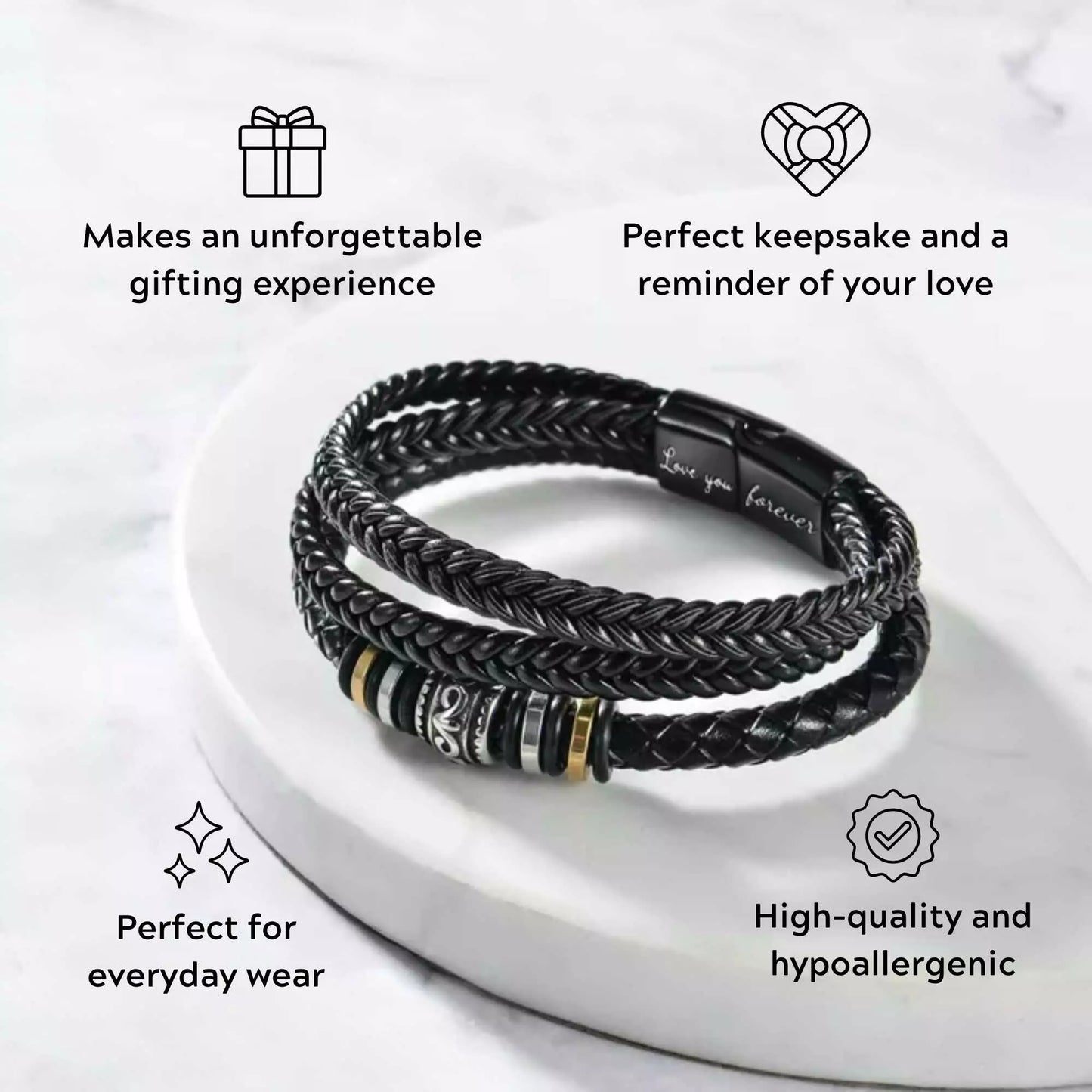 Grandson ‘Love You Forever’ Braided Leather Bracelet