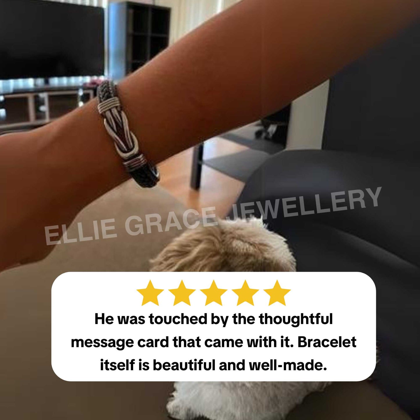 To My Grandson - Forever Linked Together Braided Leather Bracelet