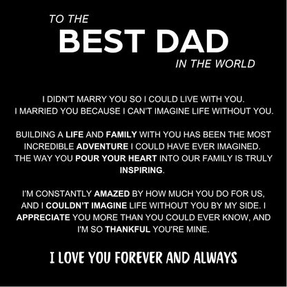 Best Dad in The World – Braided Black Leather Bracelet with Personalised Name Engraving