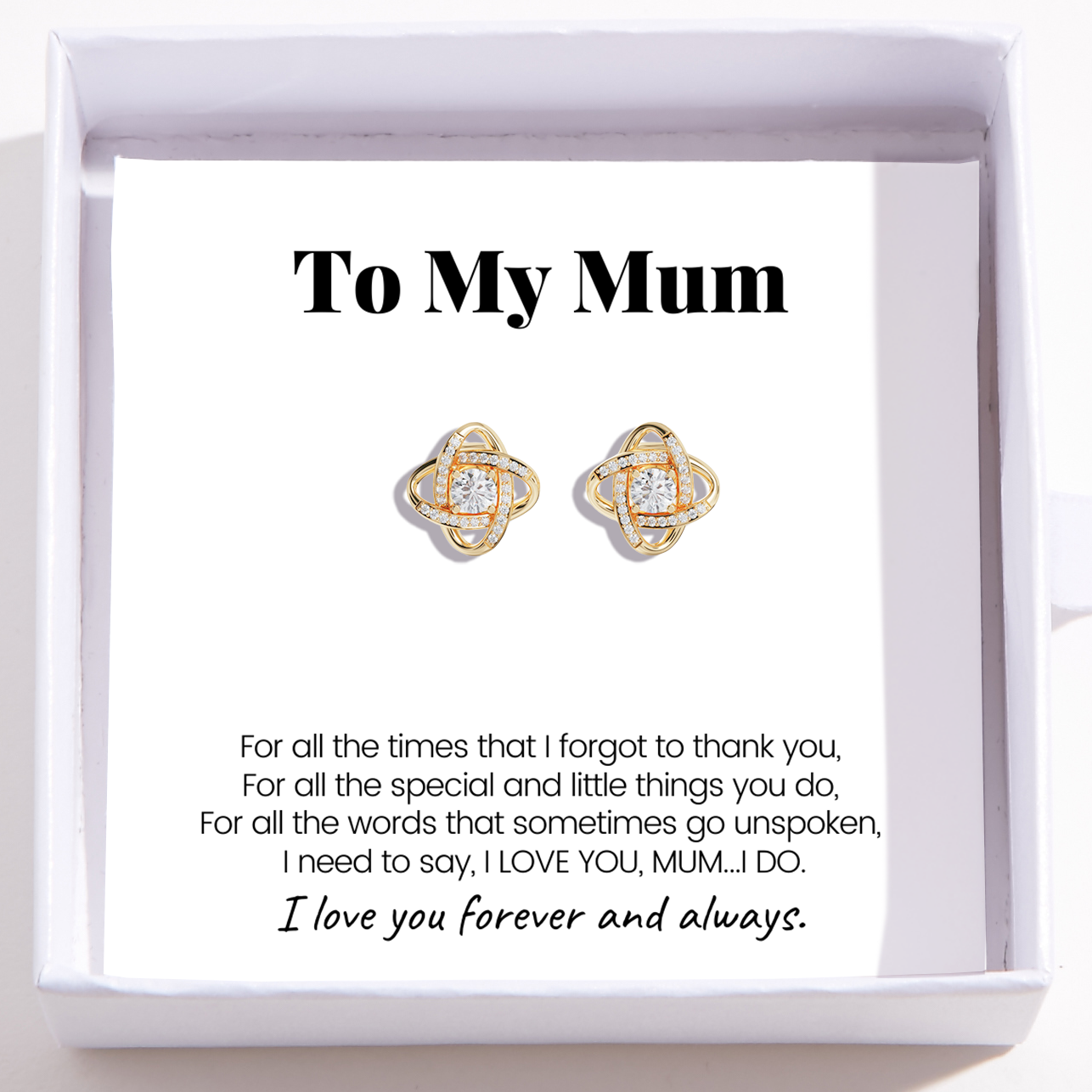 Love Knot Earrings For Mum - I Love You Forever