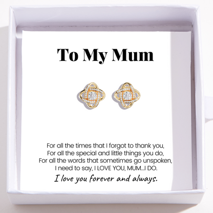 Love Knot Earrings For Mum - I Love You Forever