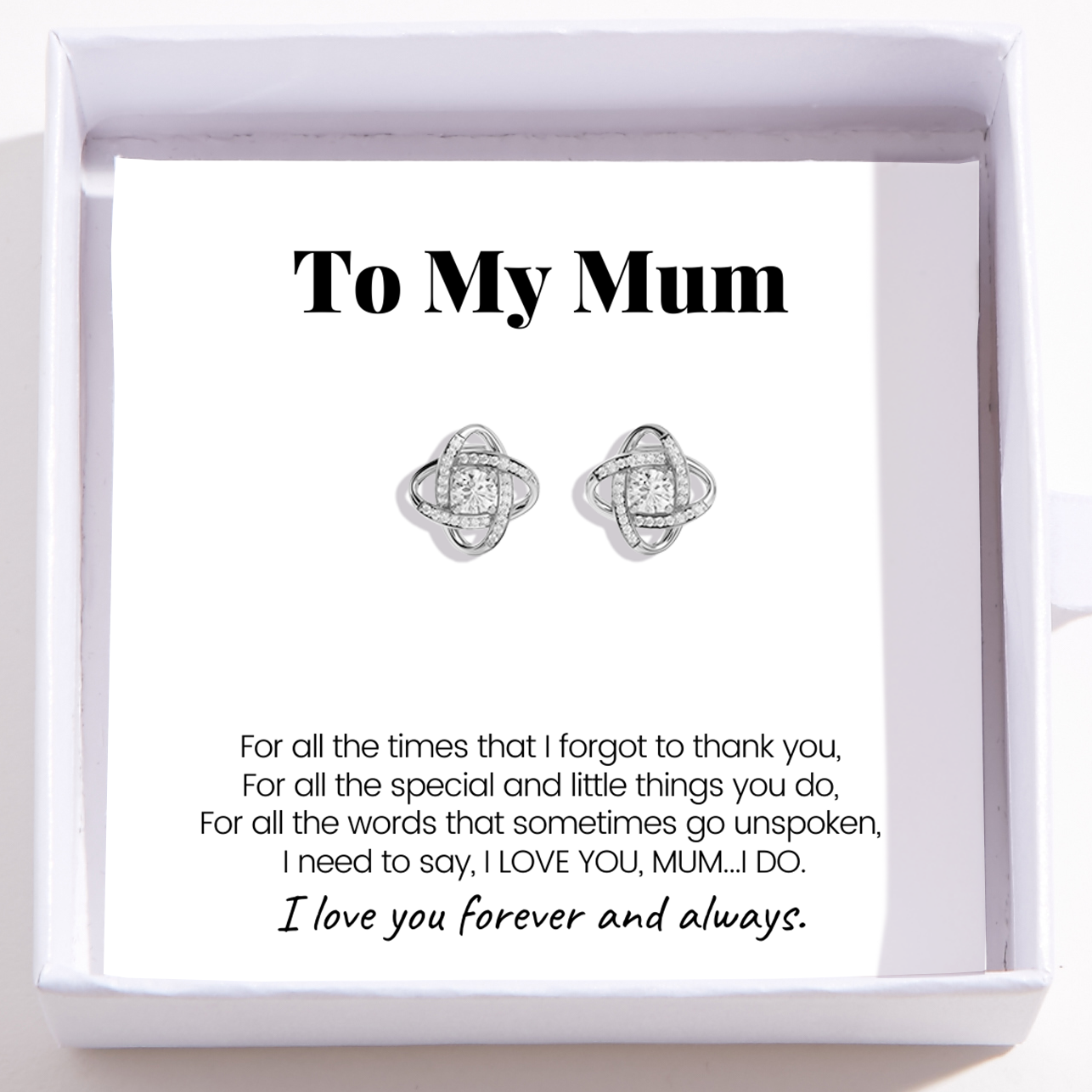 Love Knot Earrings For Mum - I Love You Forever