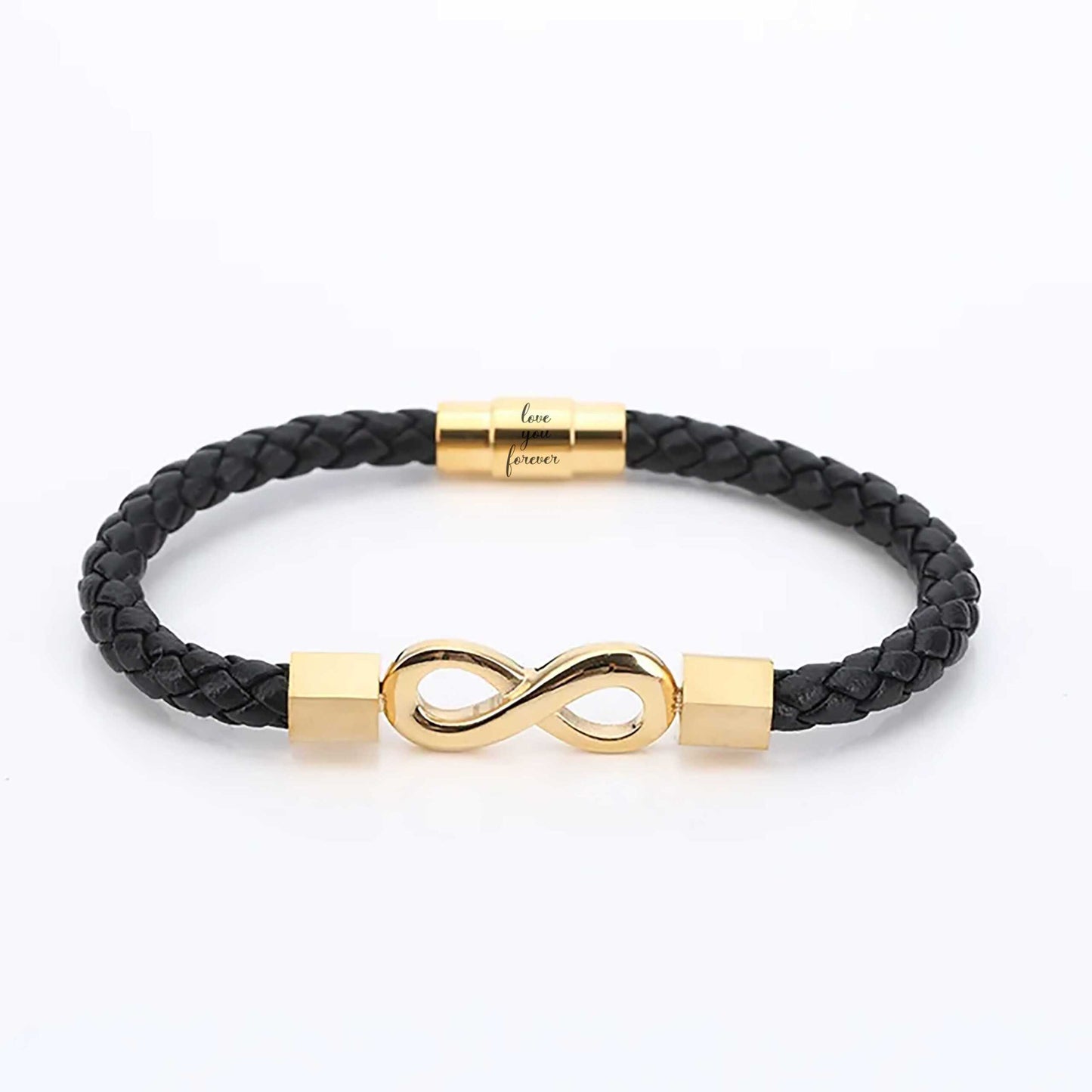 To My Grandson 'Love you forever' Engraved Infinity Braided Bracelet
