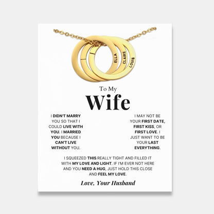 To My Wife - Interlocking Rings Necklace with Personalised Names