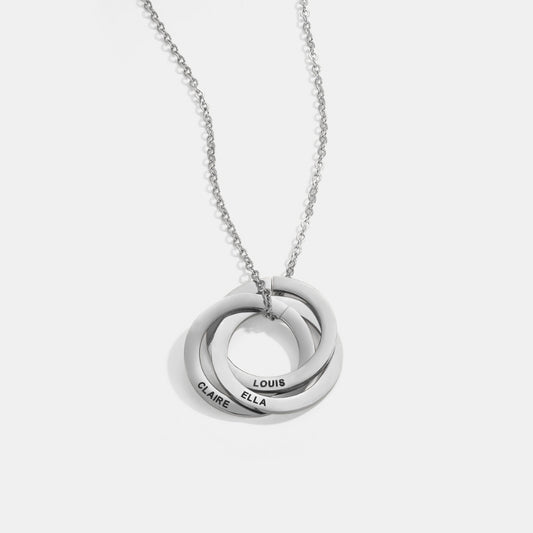 Interlocking Rings Necklace with Personalised Names