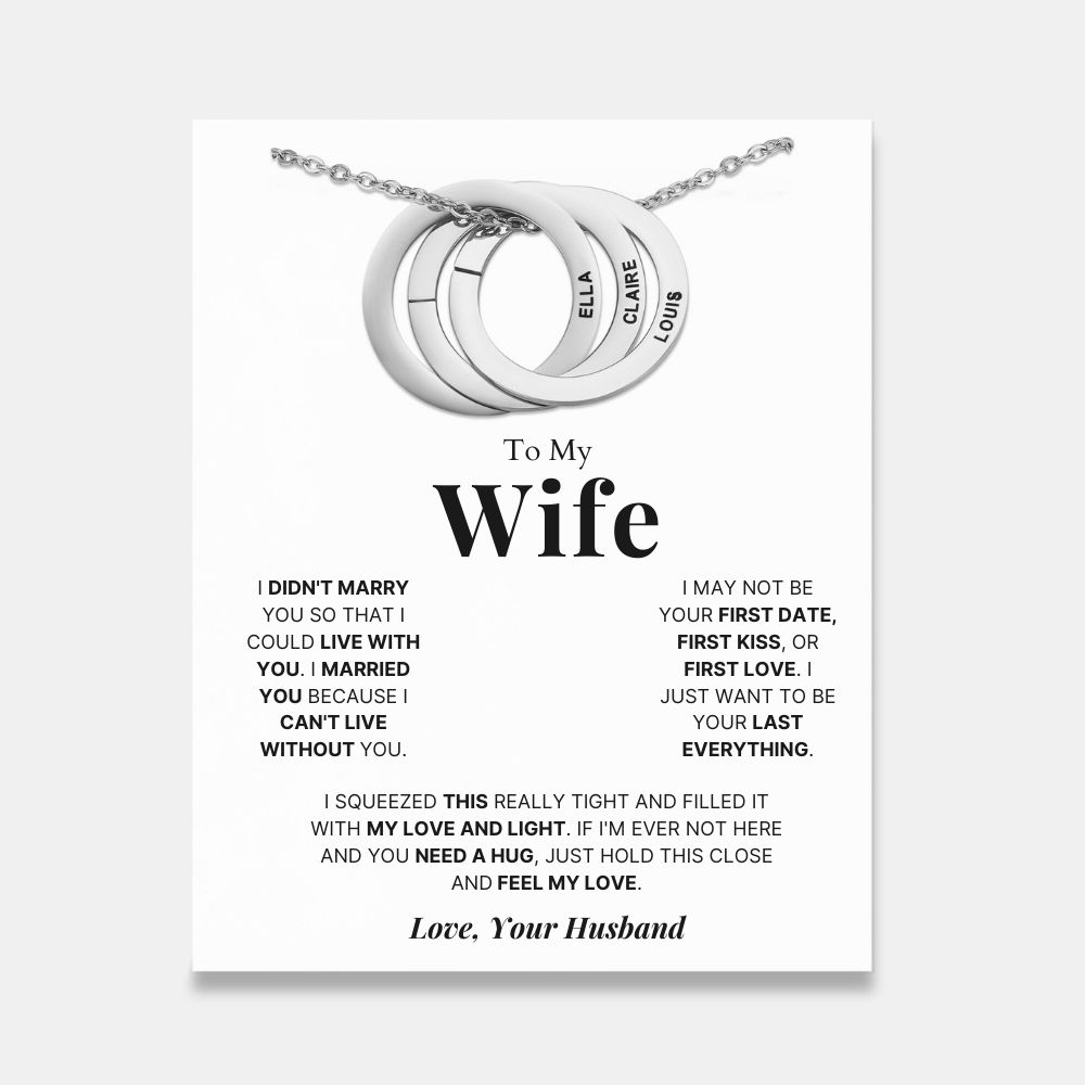 To My Wife - Interlocking Rings Necklace with Personalised Names
