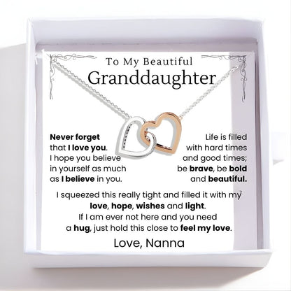 To My Granddaughter - Interlocking Heart Necklace - Never Forget That I Love You