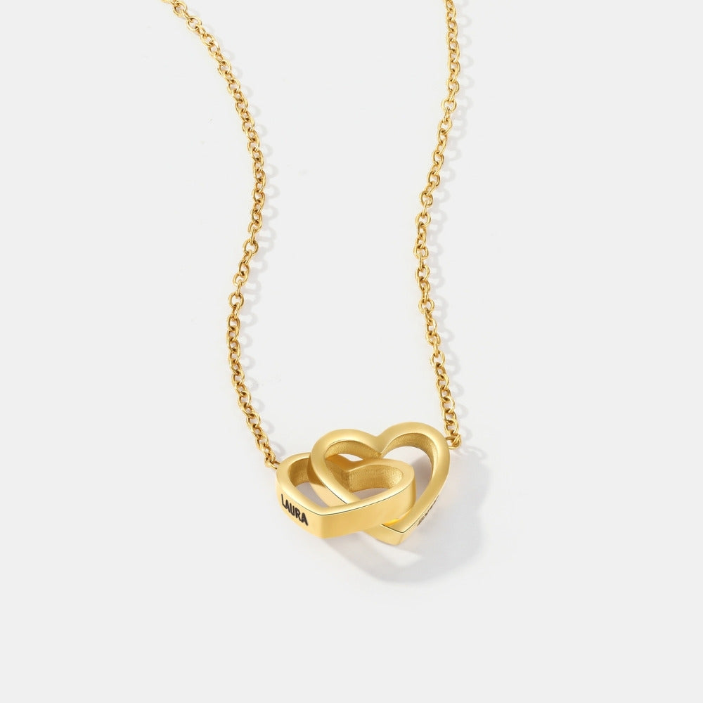 Mother & Daughter - Interlocking Hearts Name Necklace