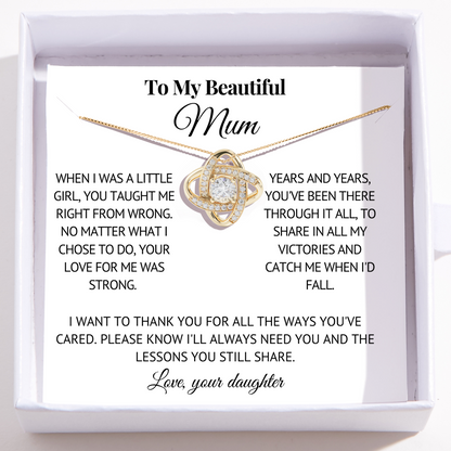 To Mum - Love Knot Necklace For Mum - Love, Your Daughter