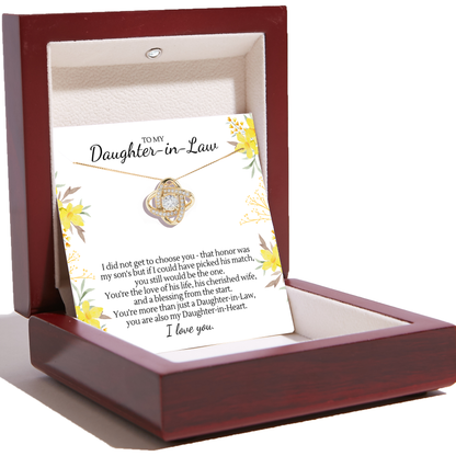 To My Daughter-In-Law - Love Knot Necklace - Daughter-In-Heart