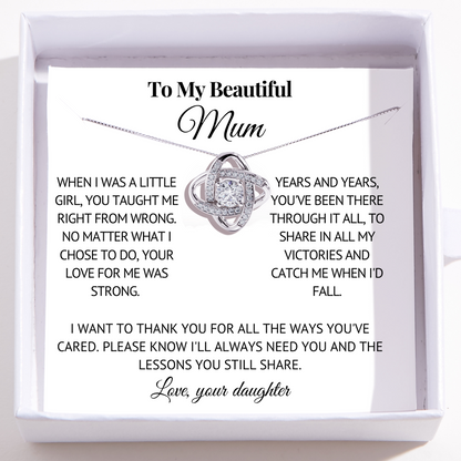 To Mum - Love Knot Necklace For Mum - Love, Your Daughter