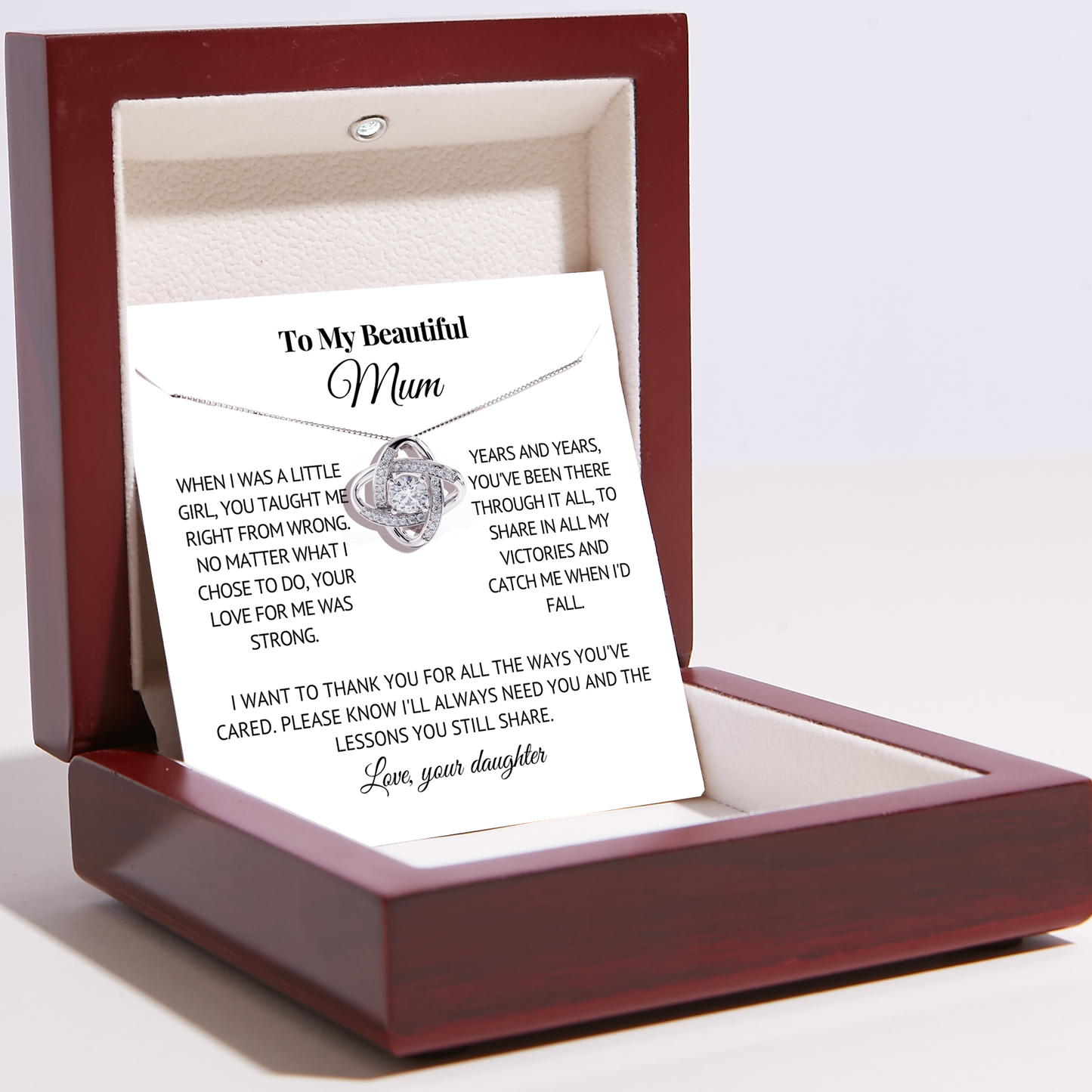 To Mum - Love Knot Necklace For Mum - Love, Your Daughter