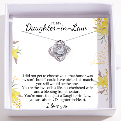 To My Daughter-In-Law - Love Knot Necklace - Daughter-In-Heart